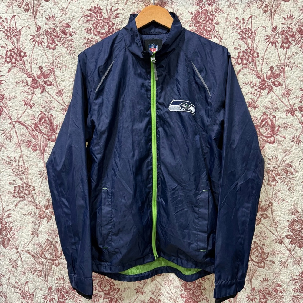 Seattle Seahawks Windbreaker Jacket Men’s Medium Navy Blue NFL